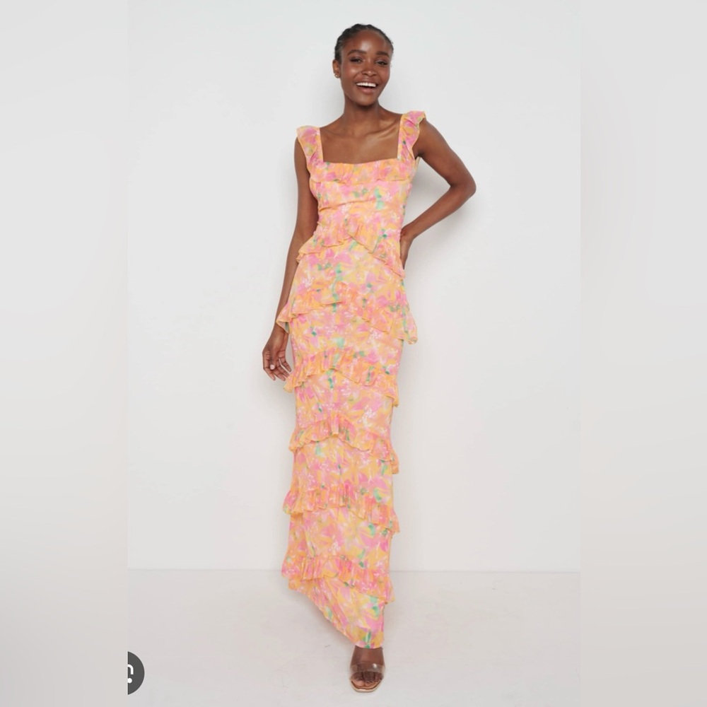 Pretty Lavish Orange Cecile Ruffle Maci Dress - NWT!